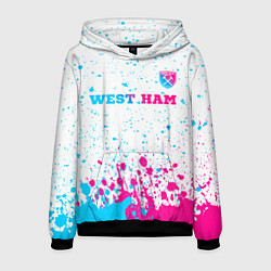 Толстовка-худи мужская West Ham neon gradient style посередине, цвет: 3D-черный