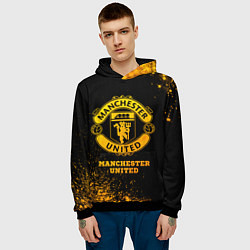 Толстовка-худи мужская Manchester United - gold gradient, цвет: 3D-черный — фото 2