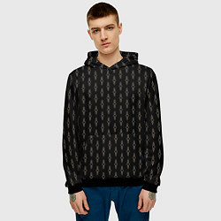 Толстовка-худи мужская Чёрный горошки-цепочки, цвет: 3D-черный — фото 2