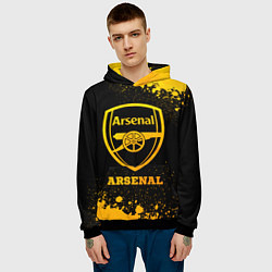 Толстовка-худи мужская Arsenal - gold gradient, цвет: 3D-черный — фото 2