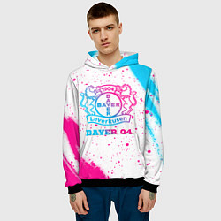 Толстовка-худи мужская Bayer 04 neon gradient style, цвет: 3D-черный — фото 2