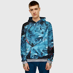 Толстовка-худи мужская Ледяной абстрактный куб, цвет: 3D-меланж — фото 2