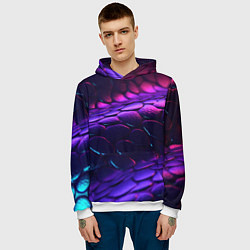 Толстовка-худи мужская Фиолетовая абстрактная текстура неоновая, цвет: 3D-белый — фото 2