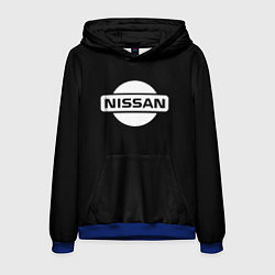Толстовка-худи мужская Nissan logo white, цвет: 3D-синий