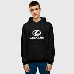 Толстовка-худи мужская Lexus white logo, цвет: 3D-черный — фото 2