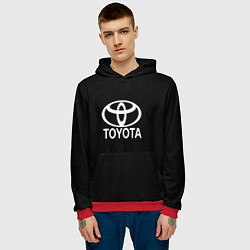 Толстовка-худи мужская Toyota white logo, цвет: 3D-красный — фото 2