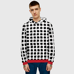 Толстовка-худи мужская Лаконичные мазки квадраты, цвет: 3D-красный — фото 2