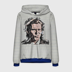 Толстовка-худи мужская Нарисованный Патрик Бэйтман, цвет: 3D-синий