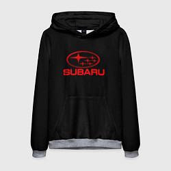 Толстовка-худи мужская Subaru red logo, цвет: 3D-меланж