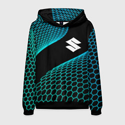 Толстовка-худи мужская Suzuki electro hexagon, цвет: 3D-черный
