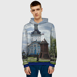 Толстовка-худи мужская Торопец Сторожевая башня, цвет: 3D-синий — фото 2