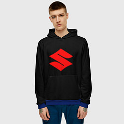 Толстовка-худи мужская Suzuki red logo, цвет: 3D-синий — фото 2