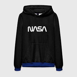 Толстовка-худи мужская Nasa white logo, цвет: 3D-синий