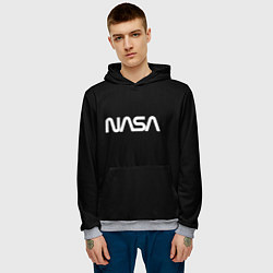 Толстовка-худи мужская Nasa white logo, цвет: 3D-меланж — фото 2