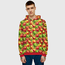 Толстовка-худи мужская Ароматные сочные яблоки, цвет: 3D-красный — фото 2