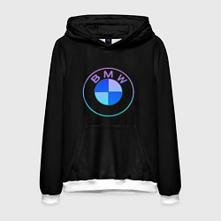 Толстовка-худи мужская BMW neon logo, цвет: 3D-белый