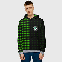 Толстовка-худи мужская Skoda pattern geometry, цвет: 3D-меланж — фото 2