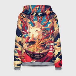 Толстовка-худи мужская Cat and ramen, цвет: 3D-меланж