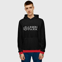 Толстовка-худи мужская Linkin parrk logo chester, цвет: 3D-красный — фото 2