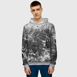 Толстовка-худи мужская Абстракция - серый дым, цвет: 3D-меланж — фото 2