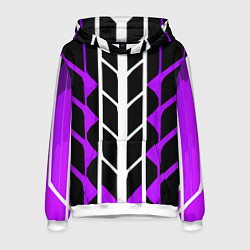 Мужская толстовка Бело-фиолетовые линии на чёрном фоне