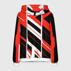 Толстовка-худи мужская Black and red stripes on a white background, цвет: 3D-белый