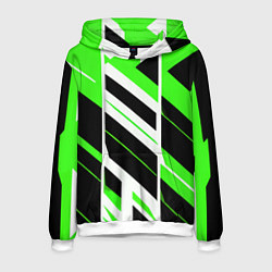 Толстовка-худи мужская Black and green stripes on a white background, цвет: 3D-белый