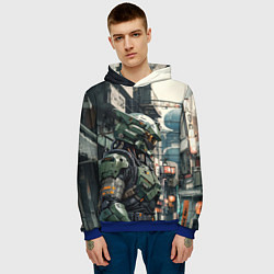 Толстовка-худи мужская Киборг в зелёной броне, цвет: 3D-синий — фото 2
