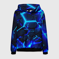 Мужская толстовка Яркие голубые неоновые плиты в разломе