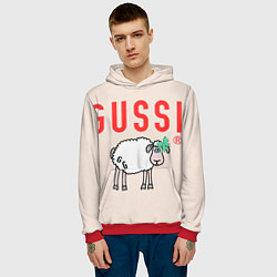Толстовка-худи мужская Гусси - овца прикольная, цвет: 3D-красный — фото 2