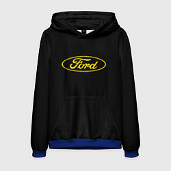 Толстовка-худи мужская Ford logo yellow, цвет: 3D-синий