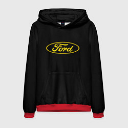 Толстовка-худи мужская Ford logo yellow, цвет: 3D-красный