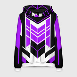 Толстовка-худи мужская Purple and black stripes on a white background, цвет: 3D-белый