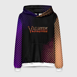 Толстовка-худи мужская Valheim logo pattern, цвет: 3D-белый