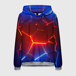 Мужская толстовка Светящиеся лавой неоновые плиты в разломе