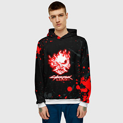 Толстовка-худи мужская Samurai flame logo, цвет: 3D-белый — фото 2