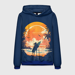 Толстовка-худи мужская Девушка сёрфер, цвет: 3D-синий