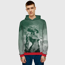 Толстовка-худи мужская Боевая девушка-андроид с каре, цвет: 3D-красный — фото 2