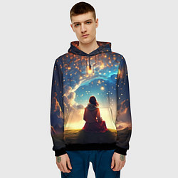Толстовка-худи мужская Небесный пейзаж - сюрреализм, цвет: 3D-черный — фото 2