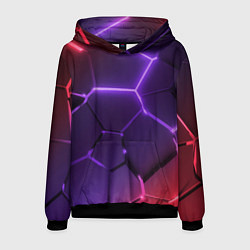 Мужская толстовка Красно-фиолетовые неоновые плиты в разломе