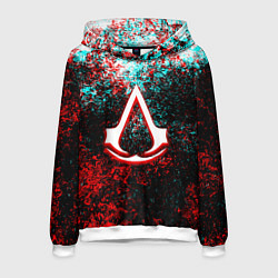 Толстовка-худи мужская Assassins Creed logo glitch, цвет: 3D-белый
