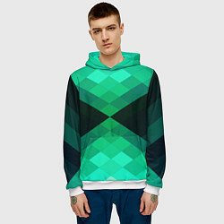 Толстовка-худи мужская Изумрудная мозаика, цвет: 3D-белый — фото 2