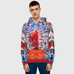 Толстовка-худи мужская Cyberpunk 2077 samurai tatoo, цвет: 3D-красный — фото 2