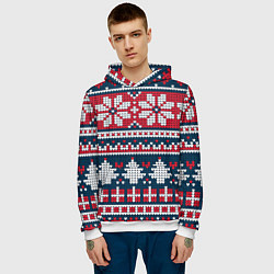 Толстовка-худи мужская Русский орнамент, цвет: 3D-белый — фото 2