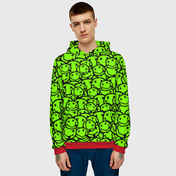 Толстовка-худи мужская Nirvana green logo smile, цвет: 3D-красный — фото 2