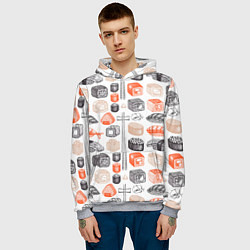Толстовка-худи мужская Орнамент суши паттерн, цвет: 3D-меланж — фото 2
