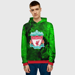 Толстовка-худи мужская Liverpool green fire, цвет: 3D-красный — фото 2
