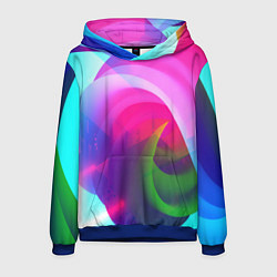 Толстовка-худи мужская Неоновая абстракция градиент, цвет: 3D-синий