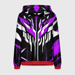 Толстовка-худи мужская Purple and white abstraction on a black background, цвет: 3D-красный