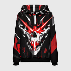 Толстовка-худи мужская Абстрактный белый череп и красные полосы, цвет: 3D-черный